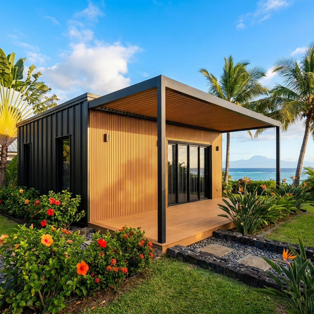 Bungalow sans permis MAPP 16 m² — ossature métallique, La Réunion